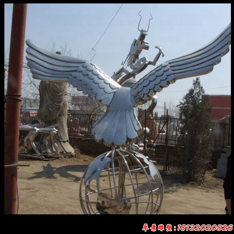不锈钢雄鹰展翅雕塑 企业景观雕塑