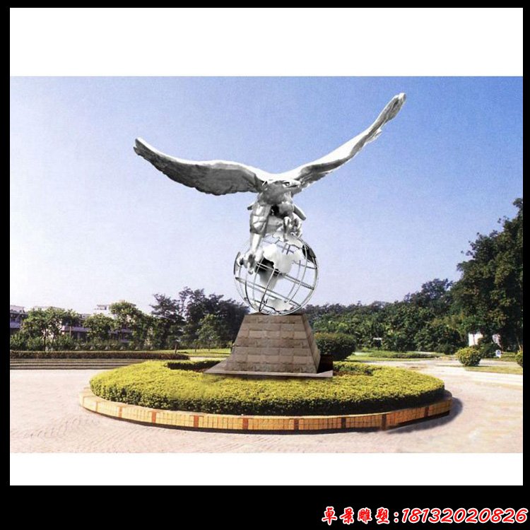 不锈钢雄鹰展翅雕塑 企业景观雕塑 (2)