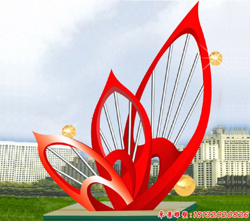 不锈钢绽放雕塑广场花朵雕塑