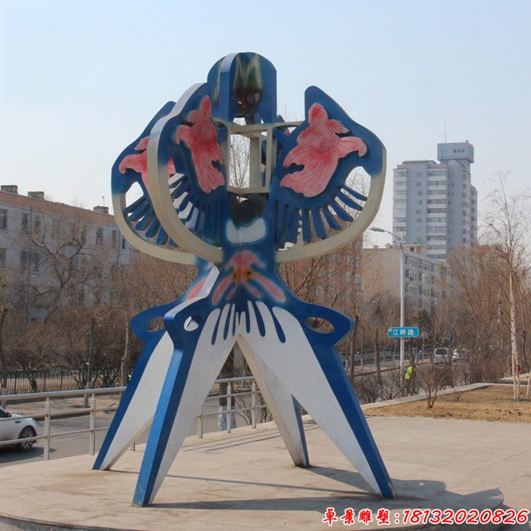 彩色不锈钢风筝雕塑，广场不锈钢雕塑 (2)