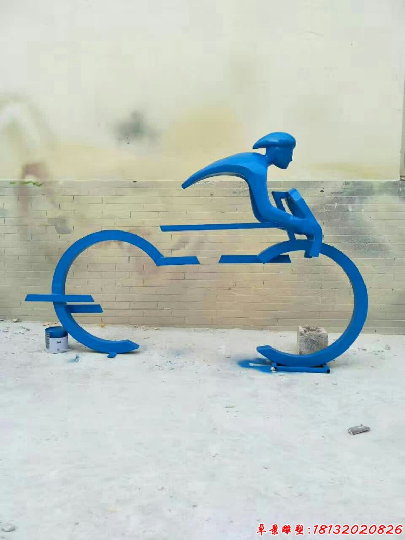 彩色不锈钢骑自行车人物雕塑公园景观雕塑 (6)