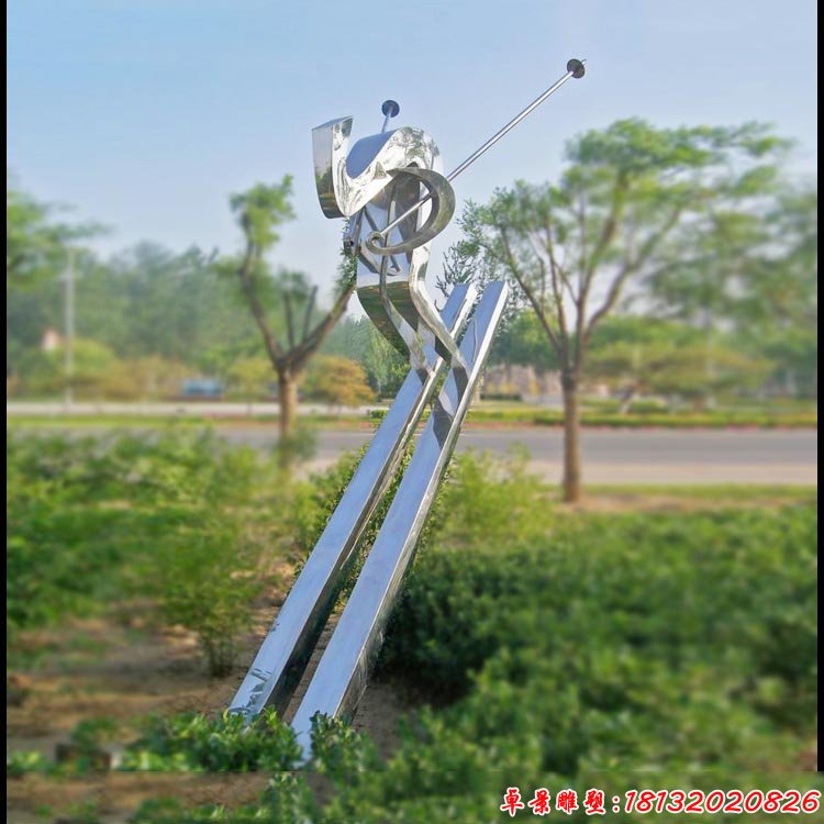 抽象滑雪人物雕塑 公园不锈钢人物雕塑