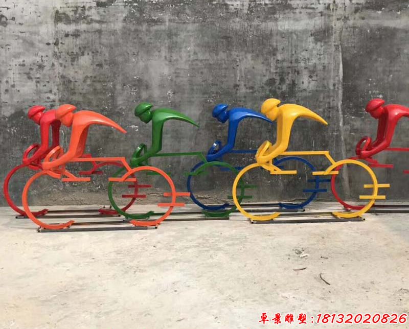 抽象骑车人物半身像,彩色不锈钢抽象人物 (3)