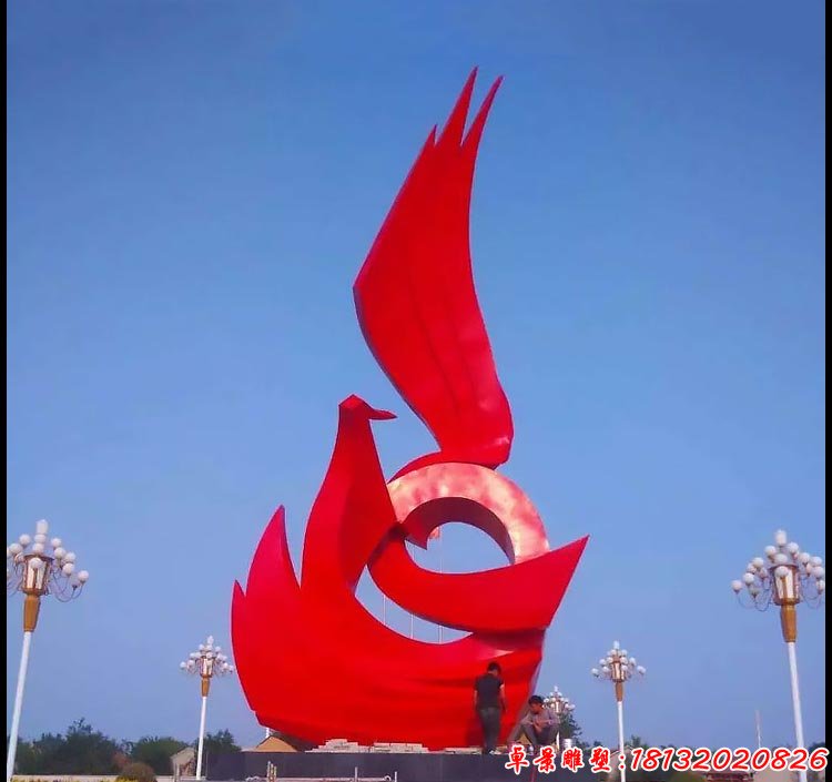 广场抽象凤凰雕塑 不锈钢景观雕塑