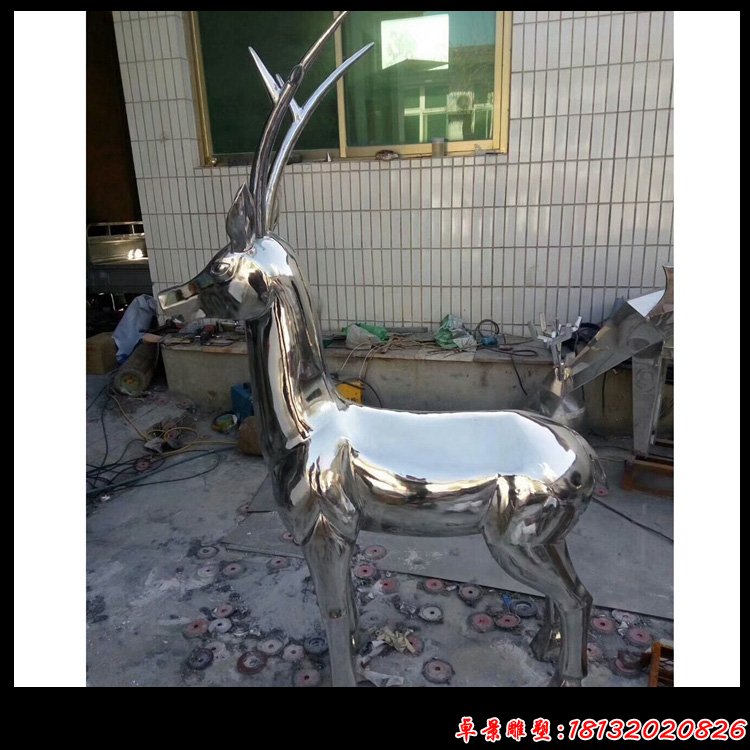 镜面不锈钢梅花鹿 不锈钢动物雕塑