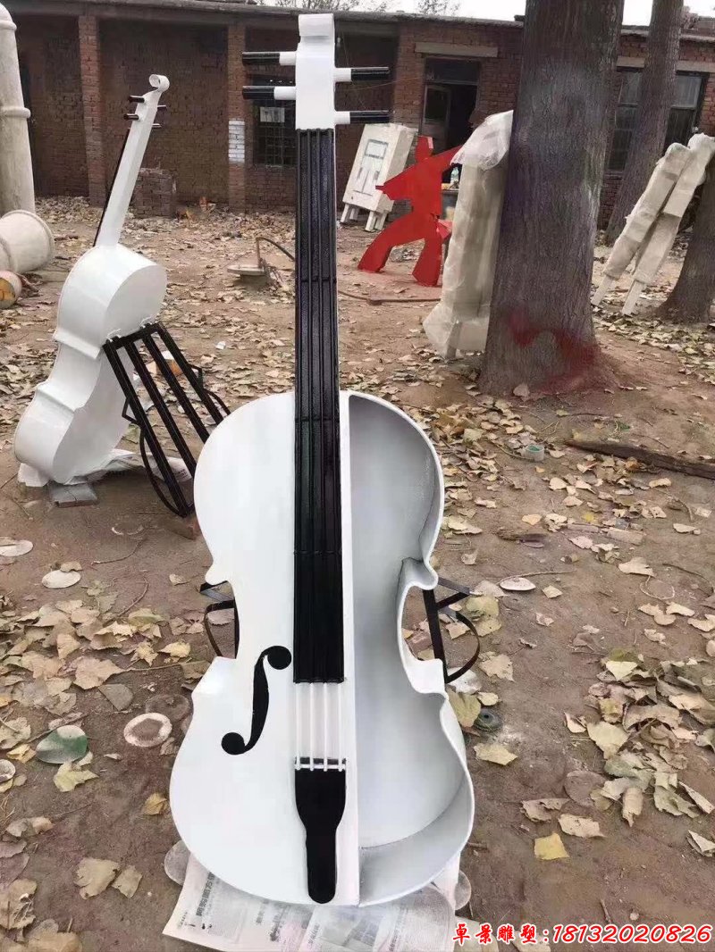 不锈钢抽象大提琴雕塑 (1)