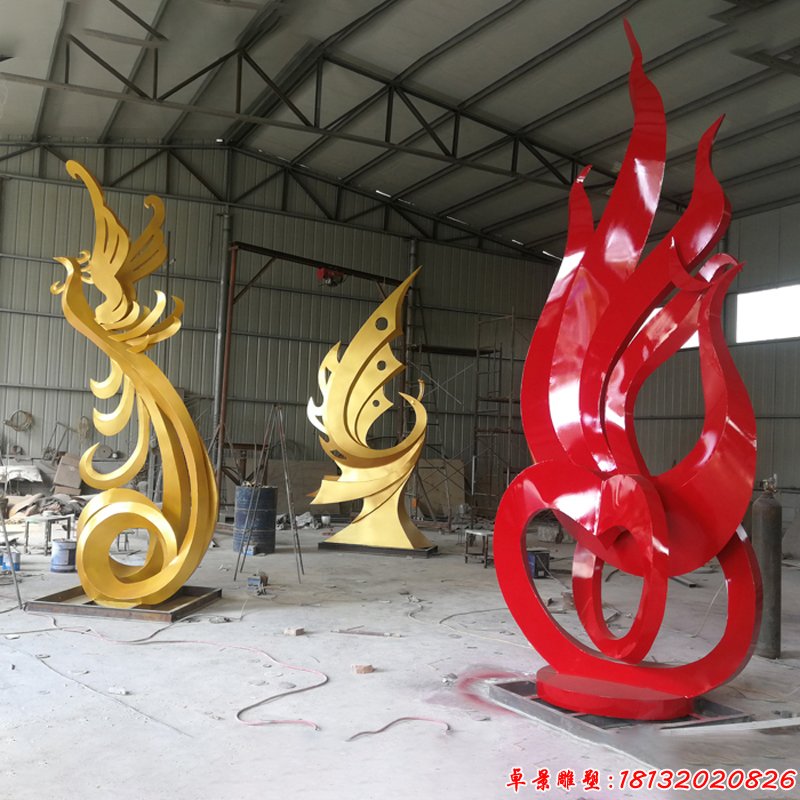 不锈钢抽象凤凰雕塑 (3)