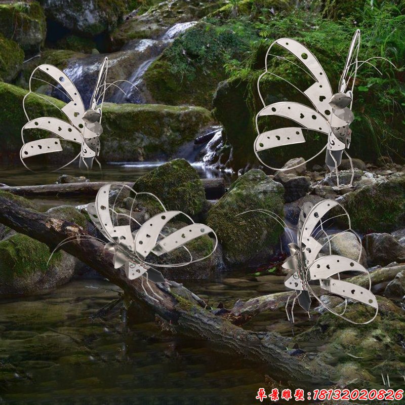 不锈钢抽象蝴蝶镂空造型雕塑