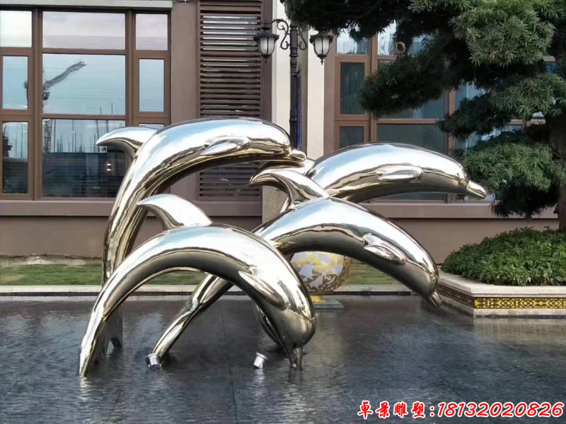 不锈钢海豚跳跃雕塑