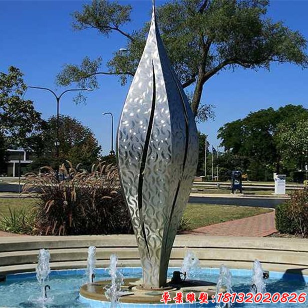 不锈钢花骨朵喷泉雕塑