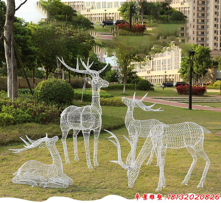 不锈钢镂空梅花鹿雕塑 (3)