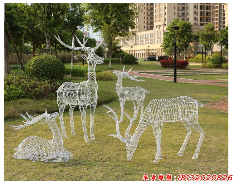 不锈钢镂空梅花鹿雕塑 (5)