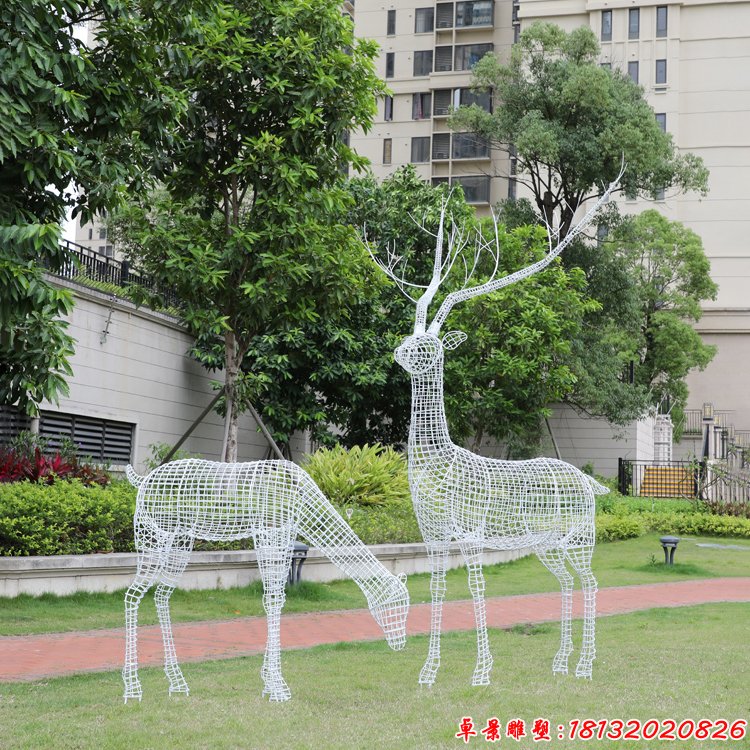 不锈钢镂空梅花鹿雕塑 (6)