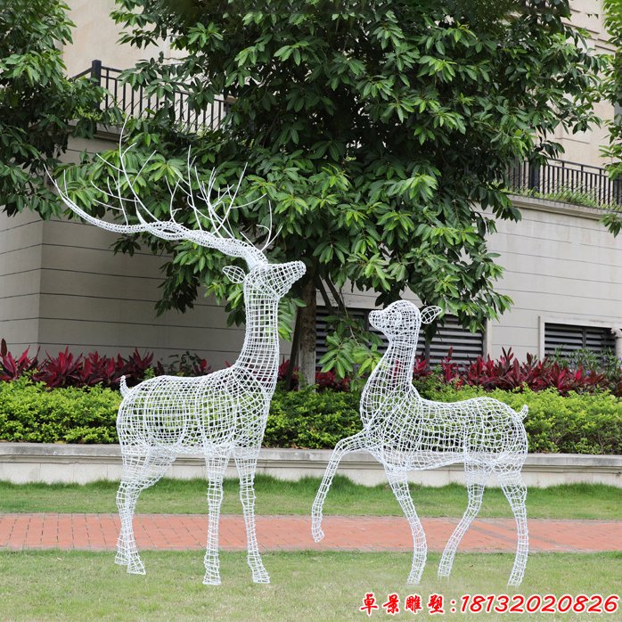 不锈钢镂空梅花鹿雕塑 (7)