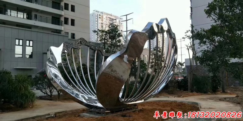 不锈钢镂空扇贝雕塑 (2)