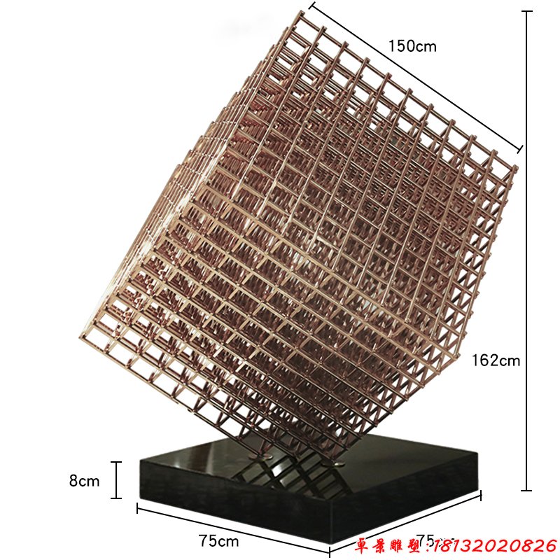 不锈钢玫瑰金色几何领域雕塑