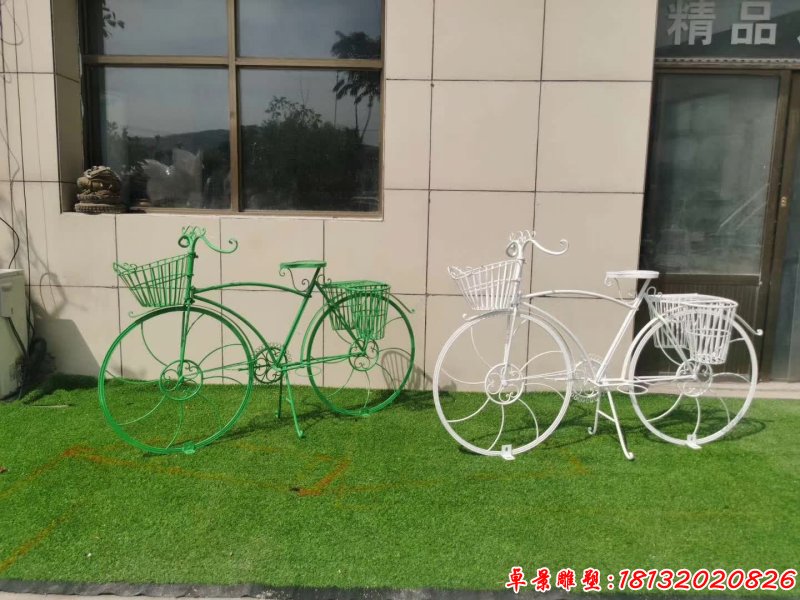 不锈钢镂空自行车雕塑