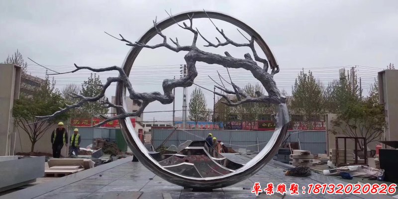 不锈钢树枝圆环雕塑 (3)