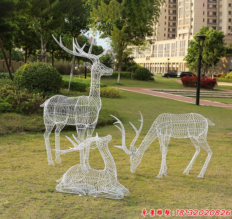 不锈钢铁艺镂空鹿雕塑 (3)