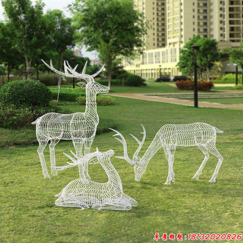 不锈钢铁艺镂空鹿雕塑 (1)