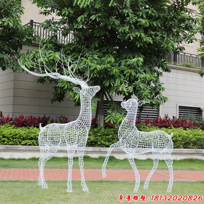 不锈钢铁艺镂空鹿雕塑 (6)