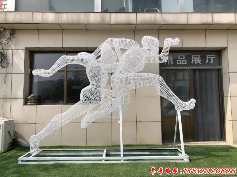 不锈钢运动跳远人物雕塑 (2)