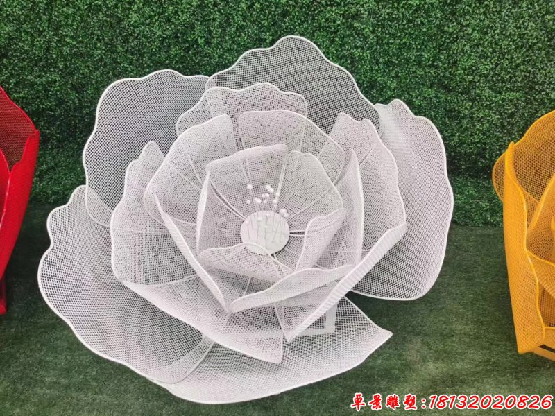 彩色不锈钢镂空花朵雕塑 (2)