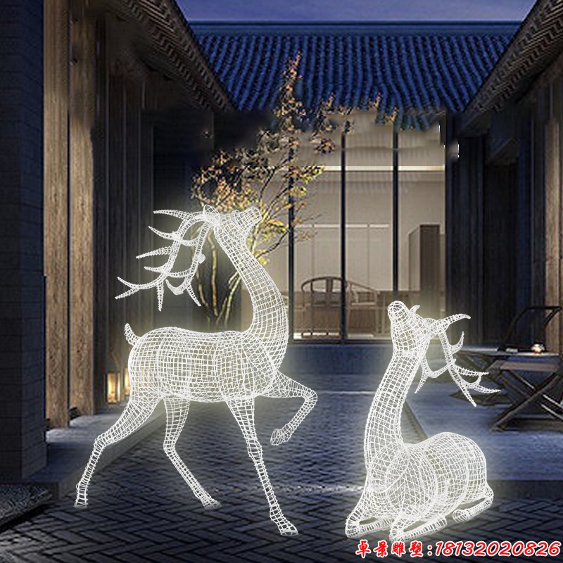 发光镂空梅花鹿景观雕塑 (1)