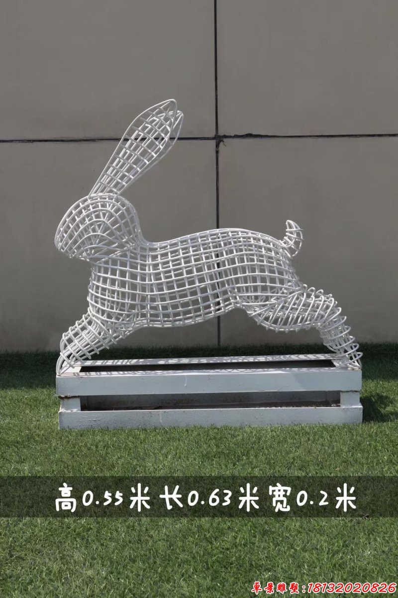 各种姿势不锈钢镂空兔子雕塑 (5)