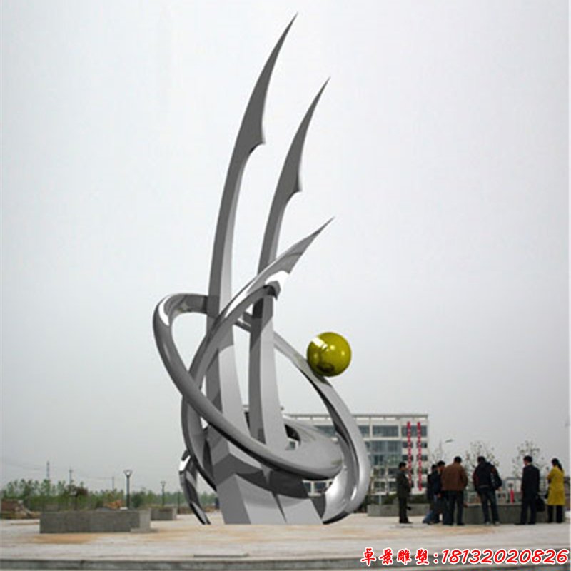 广场抽象不锈钢帆船雕塑