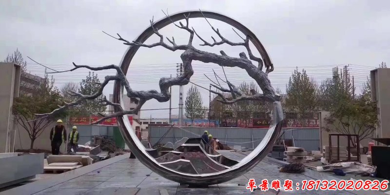 广场不锈钢抽象树枝雕塑