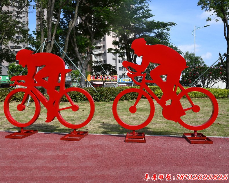 竞技自行车不锈钢人物雕塑 (7)