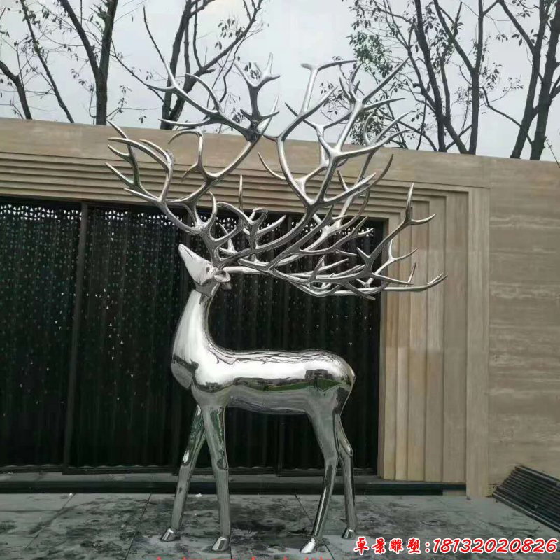 镜面不锈钢抽象鹿雕塑