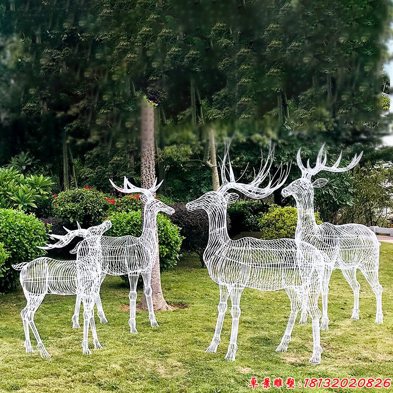 镂空不锈钢梅花鹿雕塑 (2)