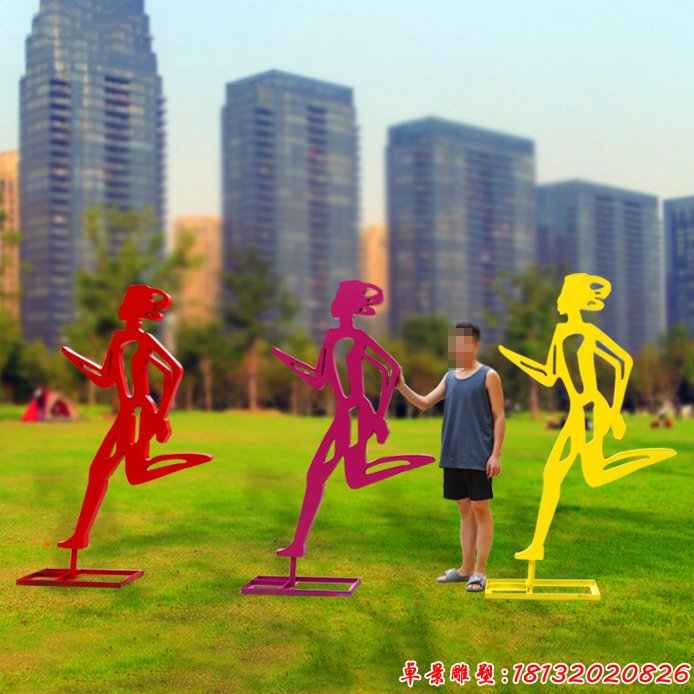 镂空健跑抽象女人雕塑 (5)