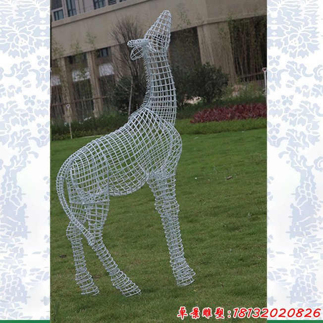 镂空长颈鹿雕塑 (3)