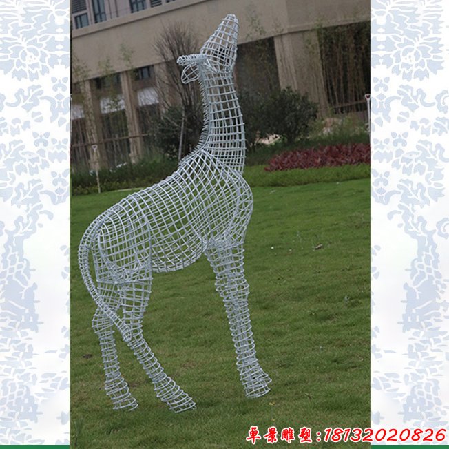 镂空长颈鹿雕塑 (3)