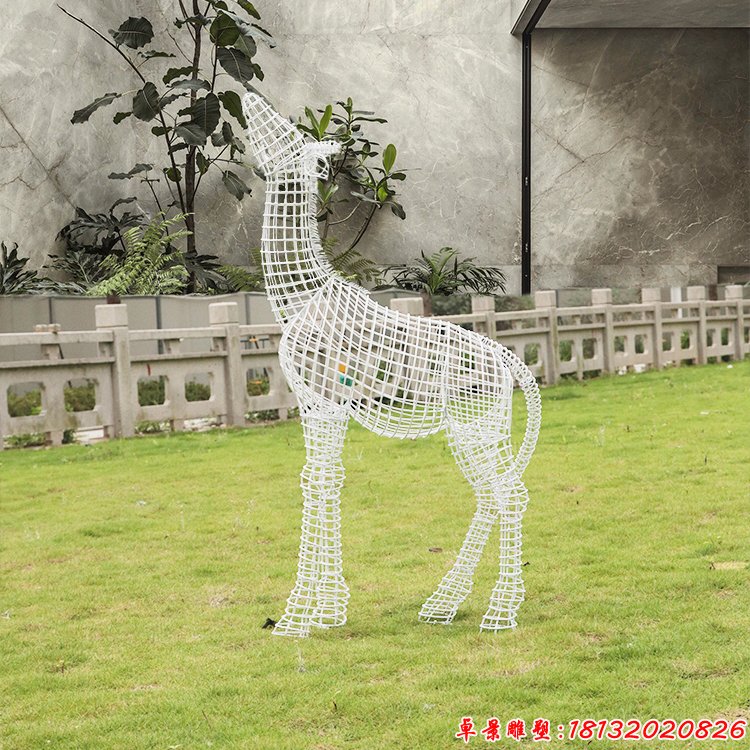 镂空长颈鹿雕塑 (4)