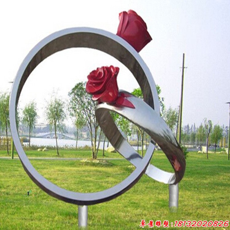 不锈钢玫瑰戒指艺术雕塑