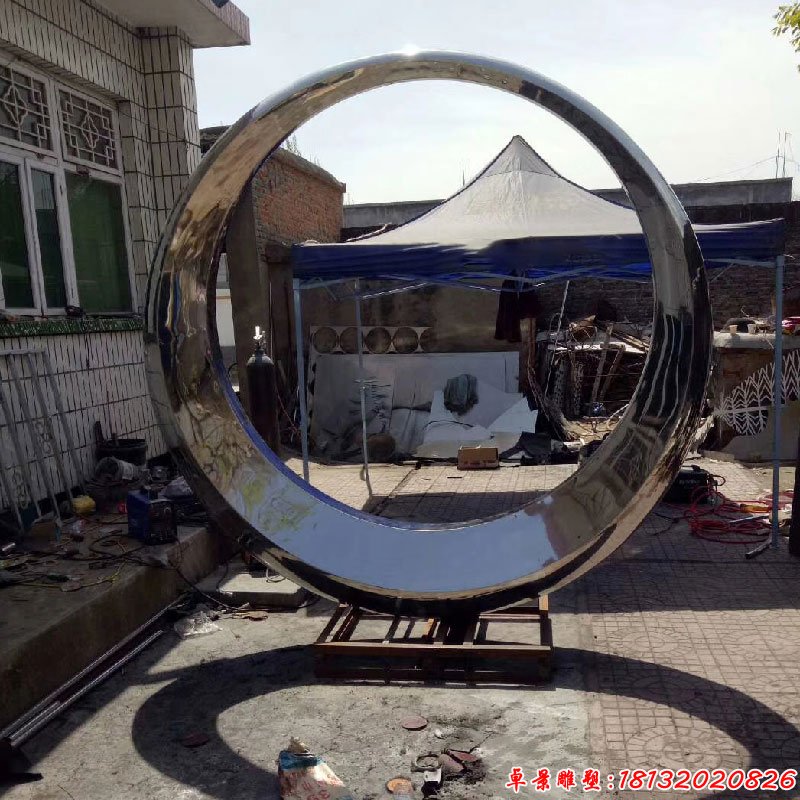 售楼部镜面圆环不锈钢雕塑 (4)