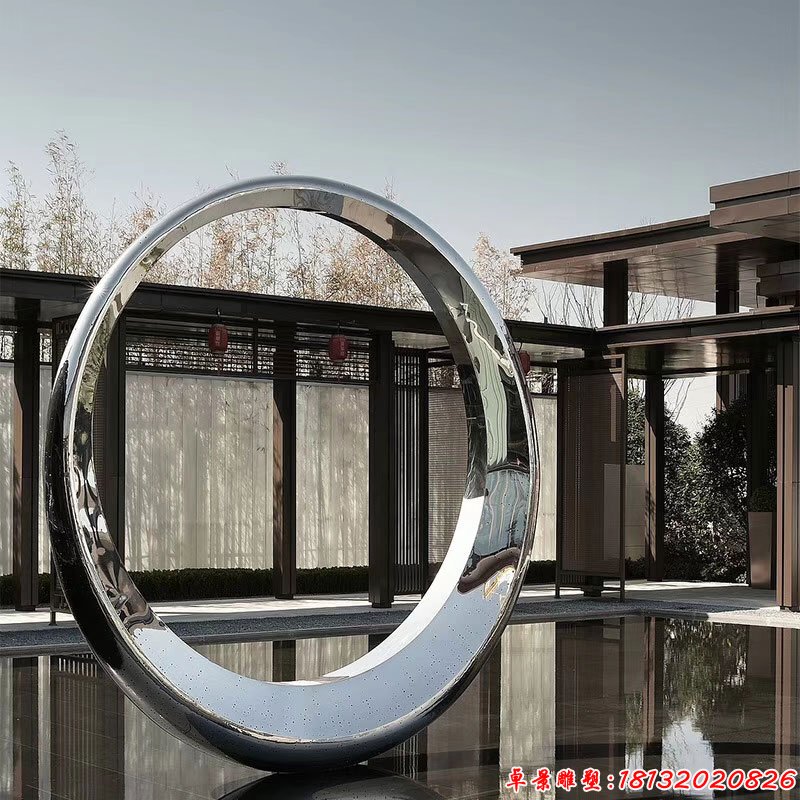 售楼部镜面圆环不锈钢雕塑 (2)