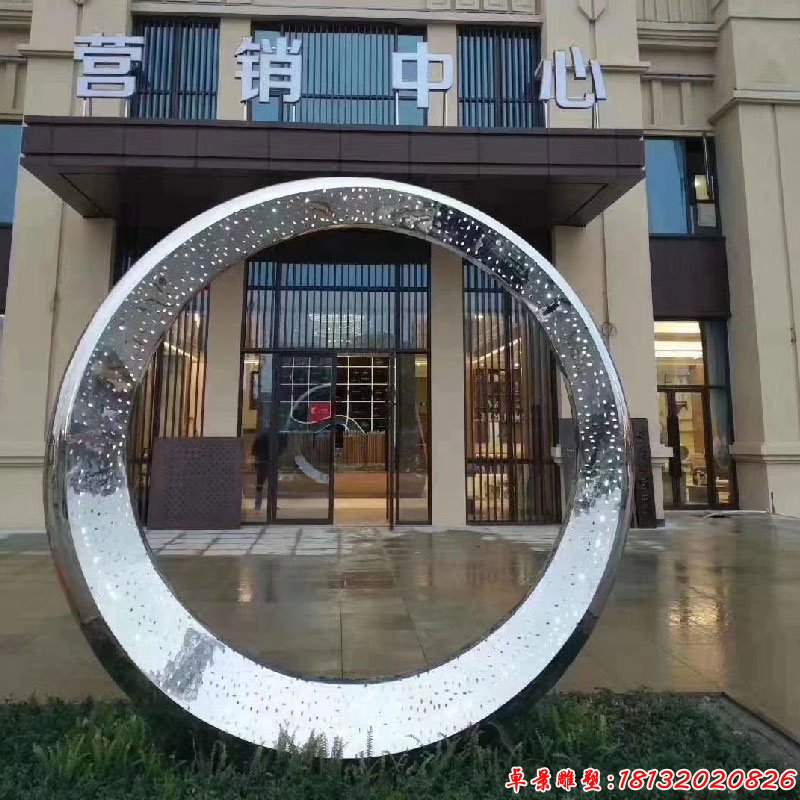 售楼部镜面圆环不锈钢雕塑 (11)