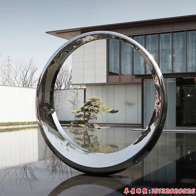 售楼部镜面圆环不锈钢雕塑 (6)