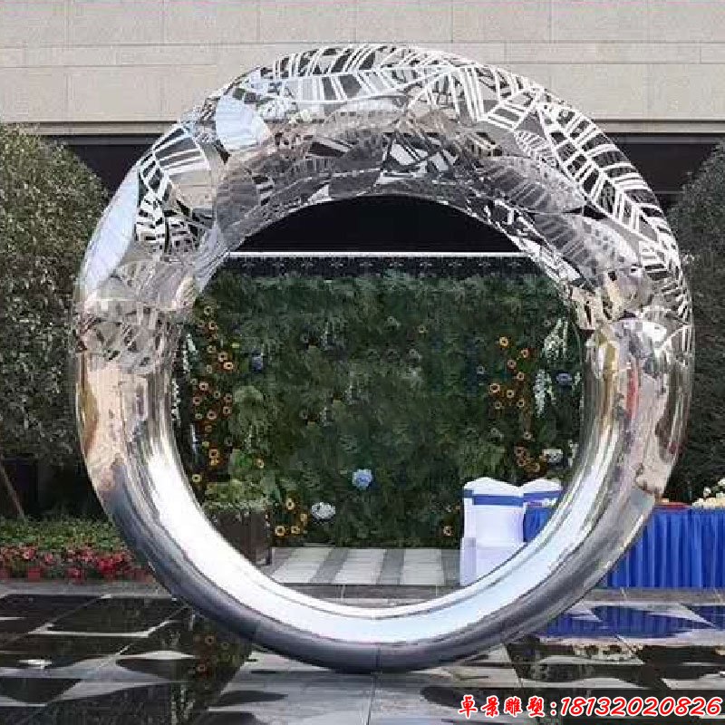 售楼部镜面圆环不锈钢雕塑 (7)