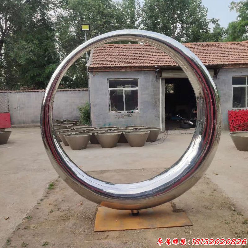售楼部镜面圆环不锈钢雕塑 (9)