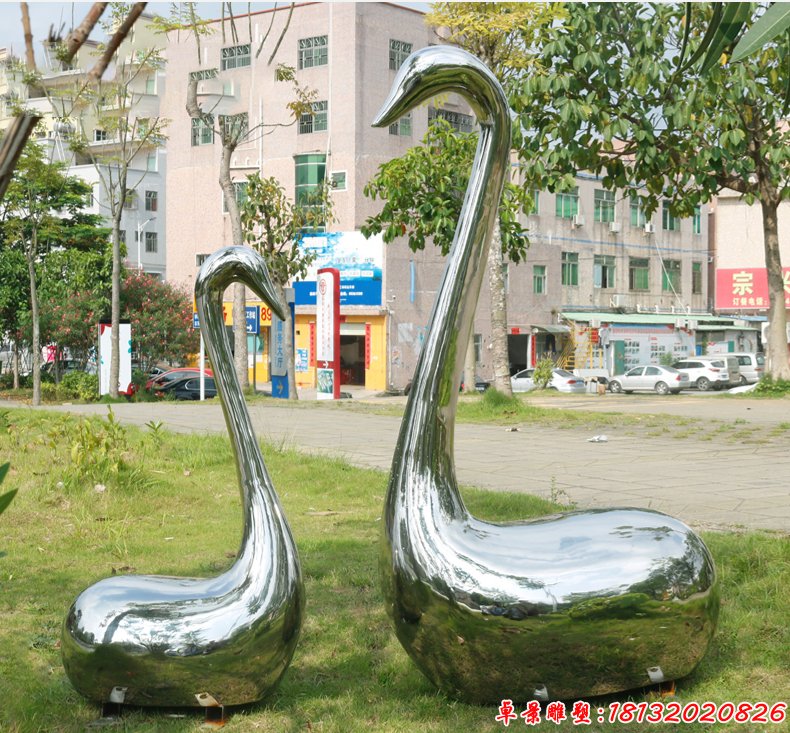天鹅抽象不锈钢雕塑 (2)