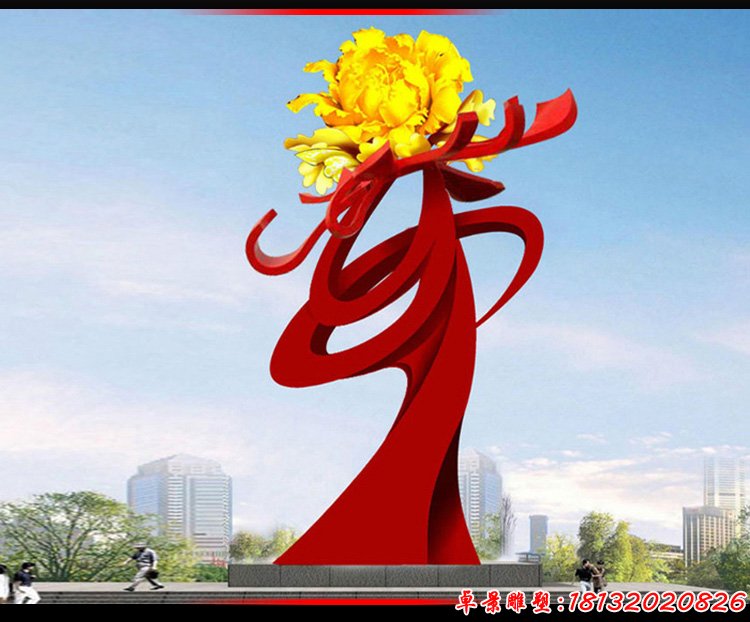 城市不锈钢建筑花朵造型雕塑