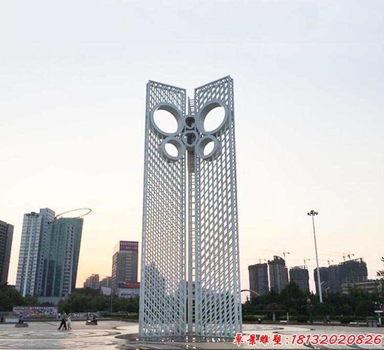 城市大型不锈钢抽象建筑蝴蝶造型雕塑