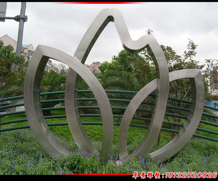 公园不锈钢抽象花朵造型雕塑
