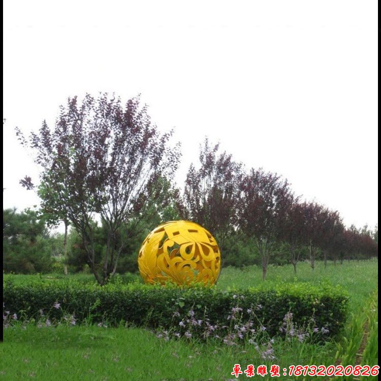 公园不锈钢镂空花球摆件雕塑